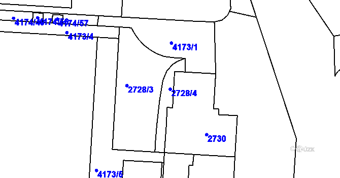 Parcela st. 2728/4 v KÚ Dejvice, Katastrální mapa
