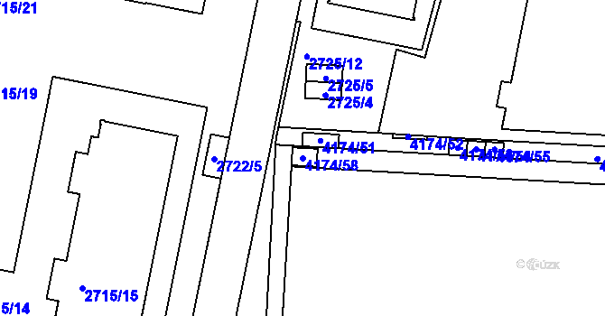 Parcela st. 4174/58 v KÚ Dejvice, Katastrální mapa