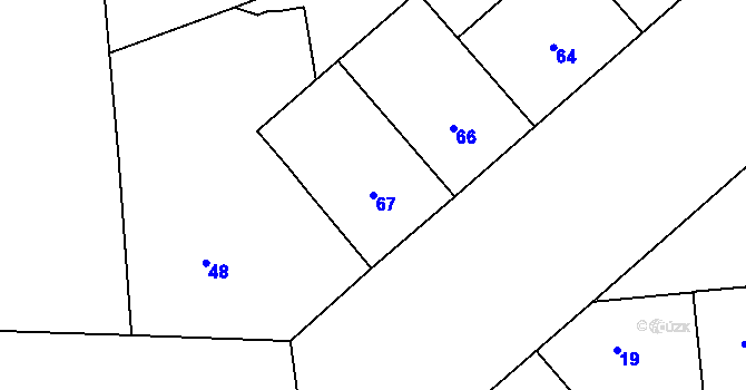 Parcela st. 67 v KÚ Dejvice, Katastrální mapa