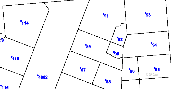 Parcela st. 89 v KÚ Dejvice, Katastrální mapa