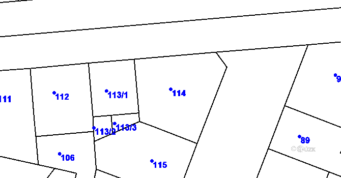 Parcela st. 114 v KÚ Dejvice, Katastrální mapa