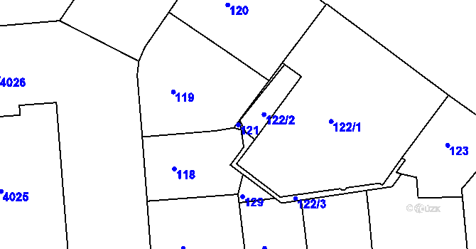 Parcela st. 121 v KÚ Dejvice, Katastrální mapa
