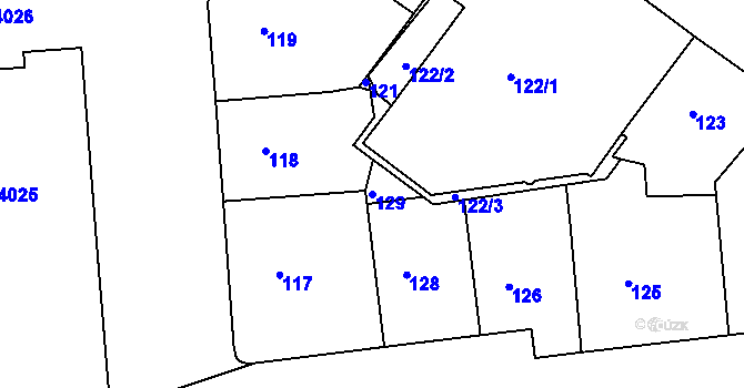 Parcela st. 129 v KÚ Dejvice, Katastrální mapa