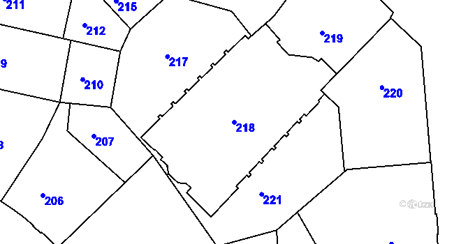 Parcela st. 218 v KÚ Dejvice, Katastrální mapa