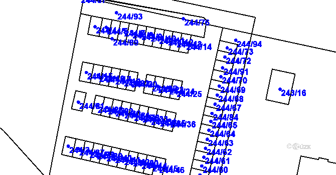Parcela st. 244/24 v KÚ Dejvice, Katastrální mapa