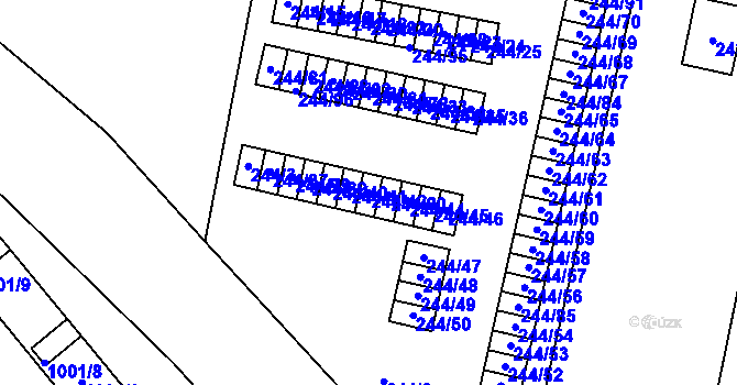 Parcela st. 244/42 v KÚ Dejvice, Katastrální mapa