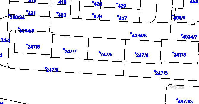 Parcela st. 247/6 v KÚ Dejvice, Katastrální mapa