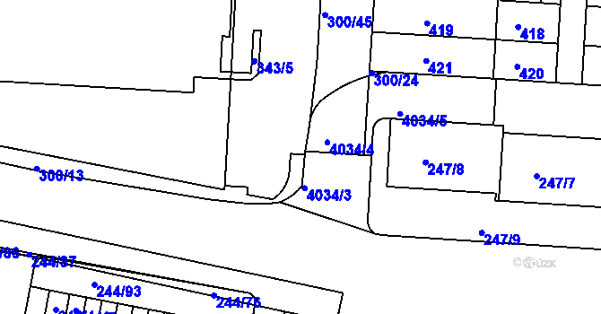 Parcela st. 300/21 v KÚ Dejvice, Katastrální mapa