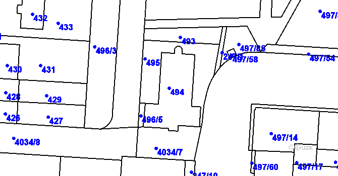 Parcela st. 494 v KÚ Dejvice, Katastrální mapa