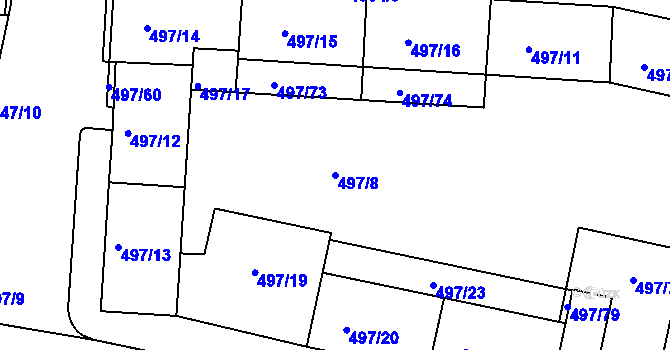 Parcela st. 497/8 v KÚ Dejvice, Katastrální mapa