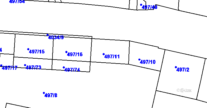 Parcela st. 497/11 v KÚ Dejvice, Katastrální mapa