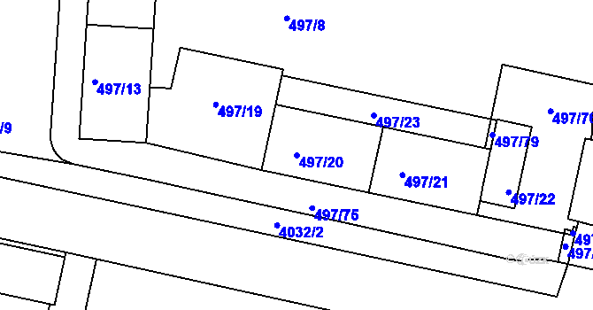 Parcela st. 497/20 v KÚ Dejvice, Katastrální mapa