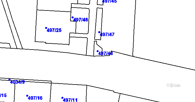 Parcela st. 497/48 v KÚ Dejvice, Katastrální mapa