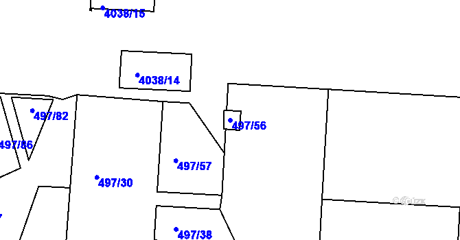 Parcela st. 497/56 v KÚ Dejvice, Katastrální mapa