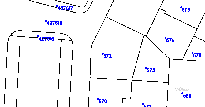 Parcela st. 572 v KÚ Dejvice, Katastrální mapa