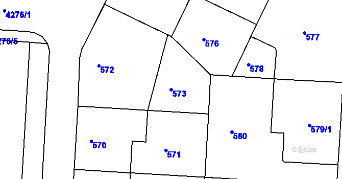 Parcela st. 573 v KÚ Dejvice, Katastrální mapa