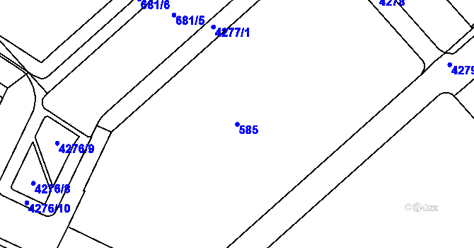 Parcela st. 585 v KÚ Dejvice, Katastrální mapa
