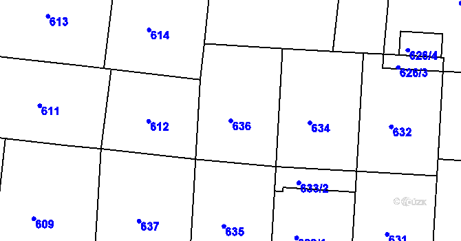 Parcela st. 636 v KÚ Dejvice, Katastrální mapa