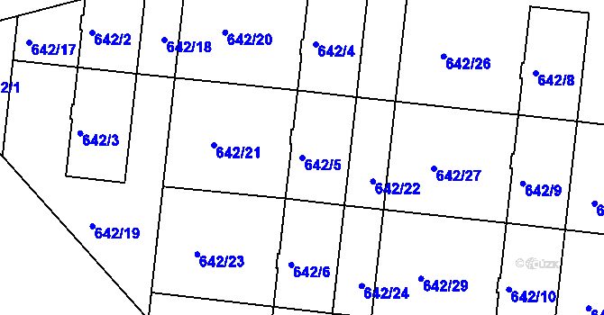 Parcela st. 642/5 v KÚ Dejvice, Katastrální mapa