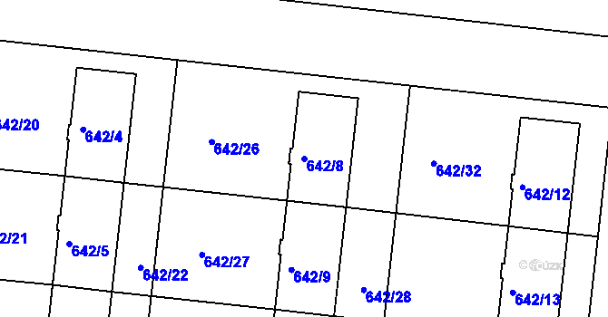 Parcela st. 642/8 v KÚ Dejvice, Katastrální mapa