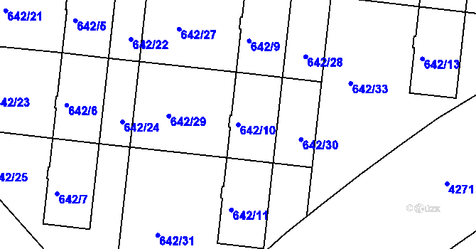 Parcela st. 642/10 v KÚ Dejvice, Katastrální mapa