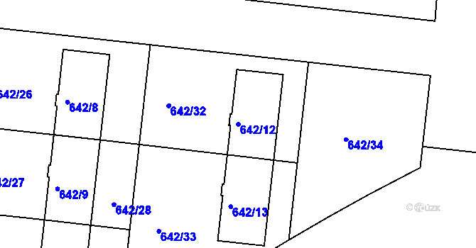Parcela st. 642/12 v KÚ Dejvice, Katastrální mapa