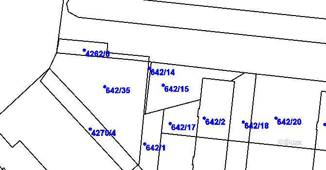Parcela st. 642/15 v KÚ Dejvice, Katastrální mapa