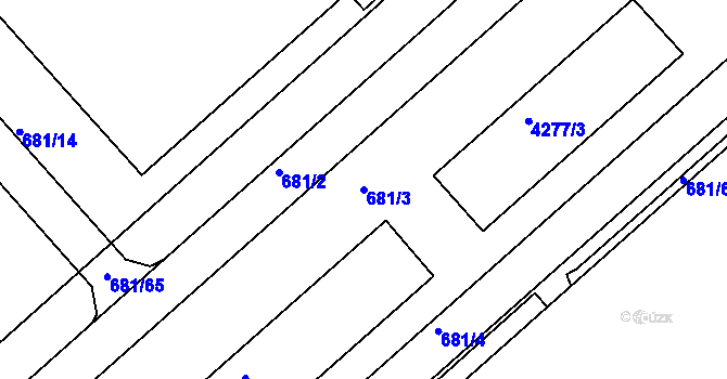 Parcela st. 681/3 v KÚ Dejvice, Katastrální mapa