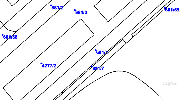 Parcela st. 681/4 v KÚ Dejvice, Katastrální mapa