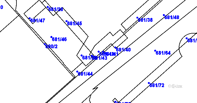 Parcela st. 681/42 v KÚ Dejvice, Katastrální mapa