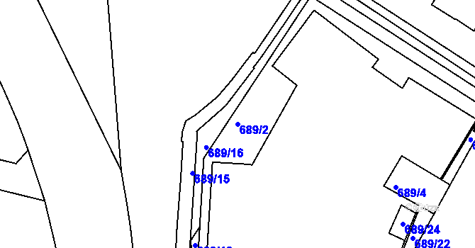 Parcela st. 689/2 v KÚ Dejvice, Katastrální mapa