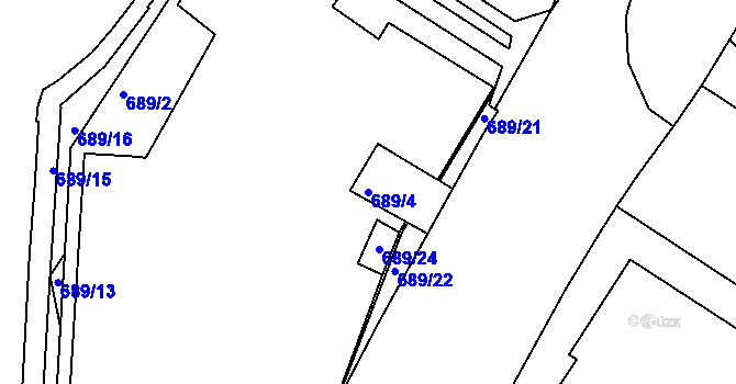 Parcela st. 689/4 v KÚ Dejvice, Katastrální mapa