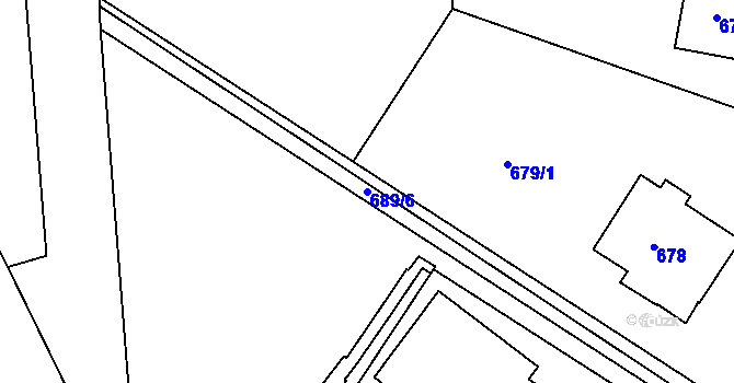 Parcela st. 689/6 v KÚ Dejvice, Katastrální mapa