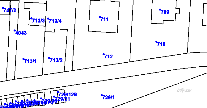 Parcela st. 712 v KÚ Dejvice, Katastrální mapa