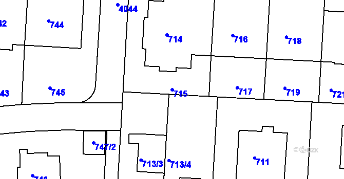 Parcela st. 715 v KÚ Dejvice, Katastrální mapa