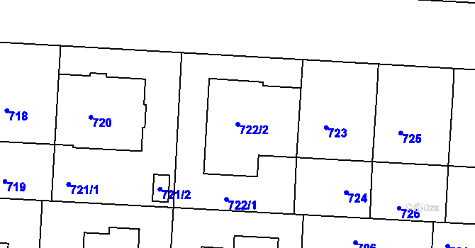 Parcela st. 722/2 v KÚ Dejvice, Katastrální mapa