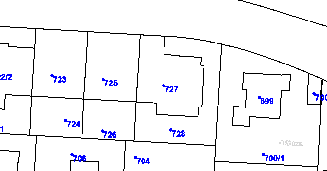 Parcela st. 727 v KÚ Dejvice, Katastrální mapa
