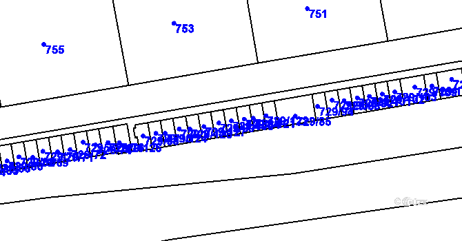 Parcela st. 729/100 v KÚ Dejvice, Katastrální mapa