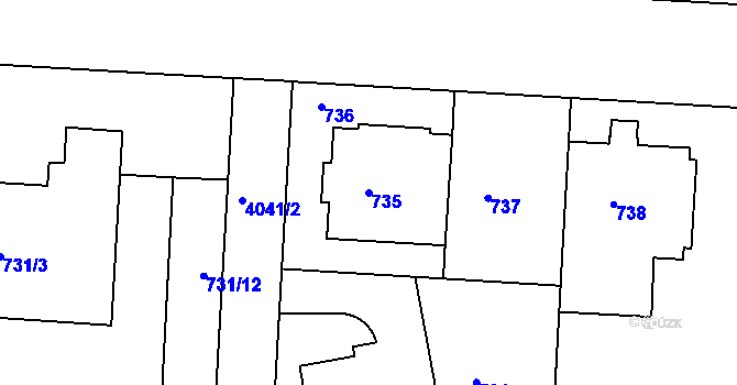 Parcela st. 735 v KÚ Dejvice, Katastrální mapa