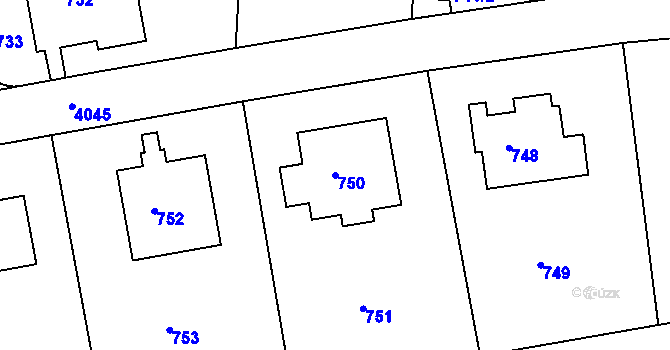 Parcela st. 750 v KÚ Dejvice, Katastrální mapa