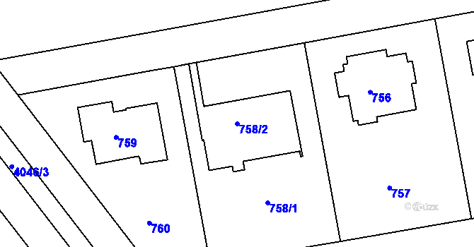 Parcela st. 758/2 v KÚ Dejvice, Katastrální mapa
