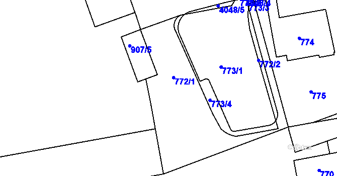 Parcela st. 772 v KÚ Dejvice, Katastrální mapa