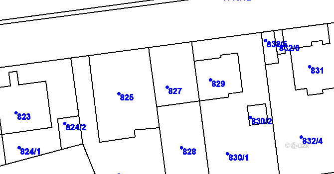 Parcela st. 827 v KÚ Dejvice, Katastrální mapa