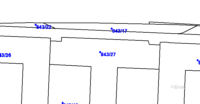 Parcela st. 843/27 v KÚ Dejvice, Katastrální mapa