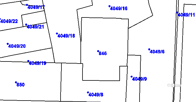 Parcela st. 846 v KÚ Dejvice, Katastrální mapa