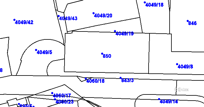 Parcela st. 850 v KÚ Dejvice, Katastrální mapa