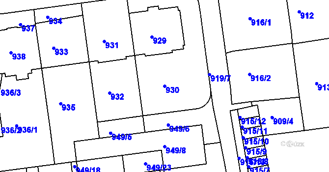 Parcela st. 930 v KÚ Dejvice, Katastrální mapa