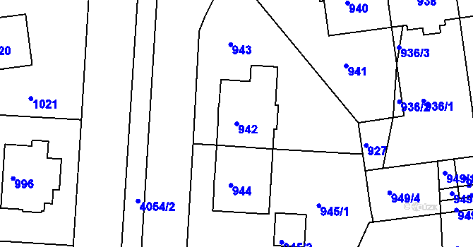 Parcela st. 942 v KÚ Dejvice, Katastrální mapa