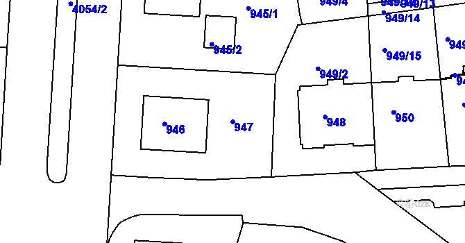 Parcela st. 947 v KÚ Dejvice, Katastrální mapa