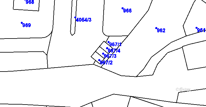 Parcela st. 967/3 v KÚ Dejvice, Katastrální mapa